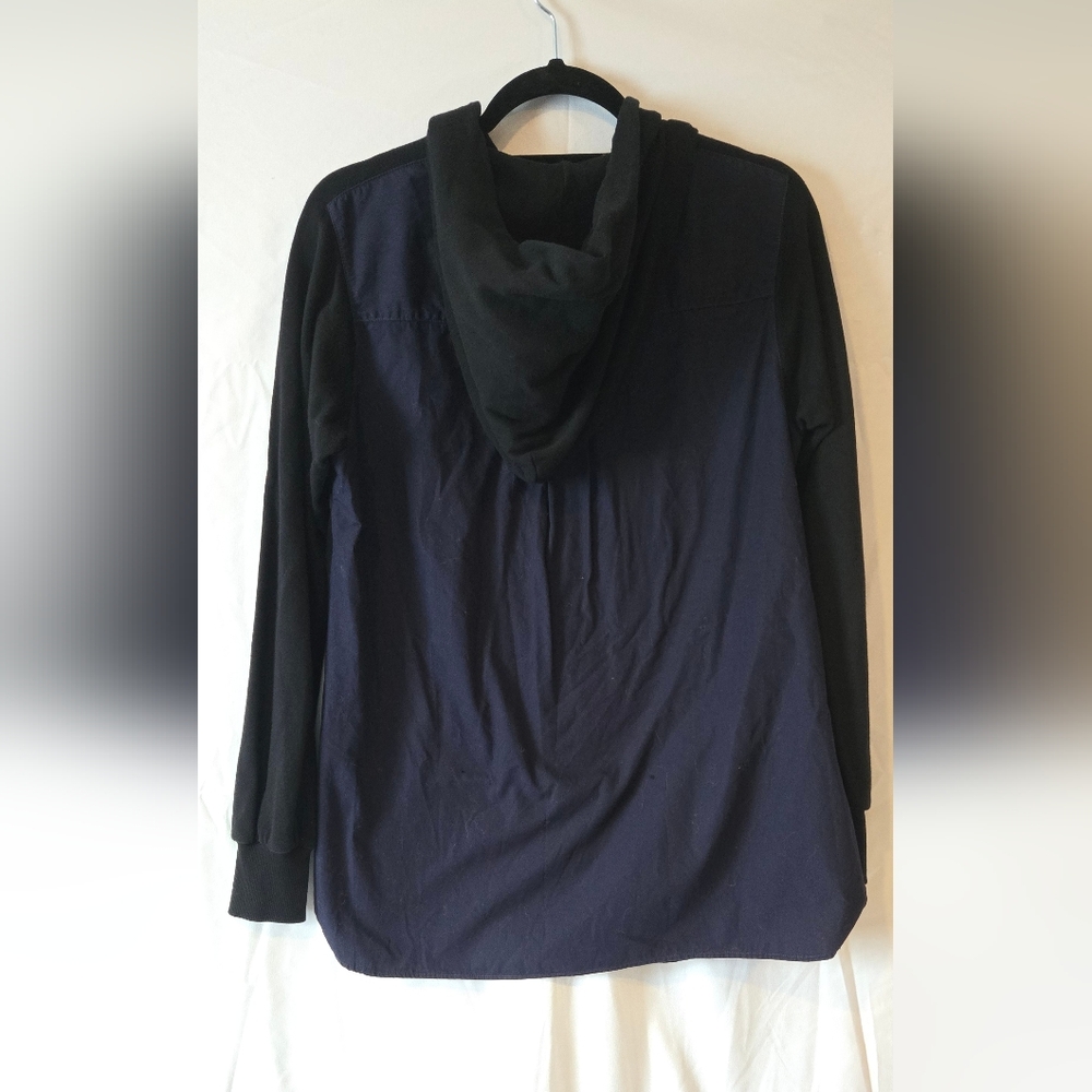 Rare Y-3 Yohji Yamamoto Adidas Black/Navy Blue Mixed Media Hoodie Shirt Size XS - Picture 6 of 6